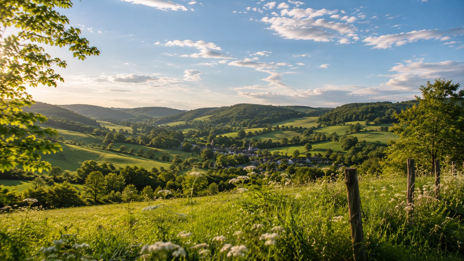 Panorama der Hügellandschaft im Bergischen Land