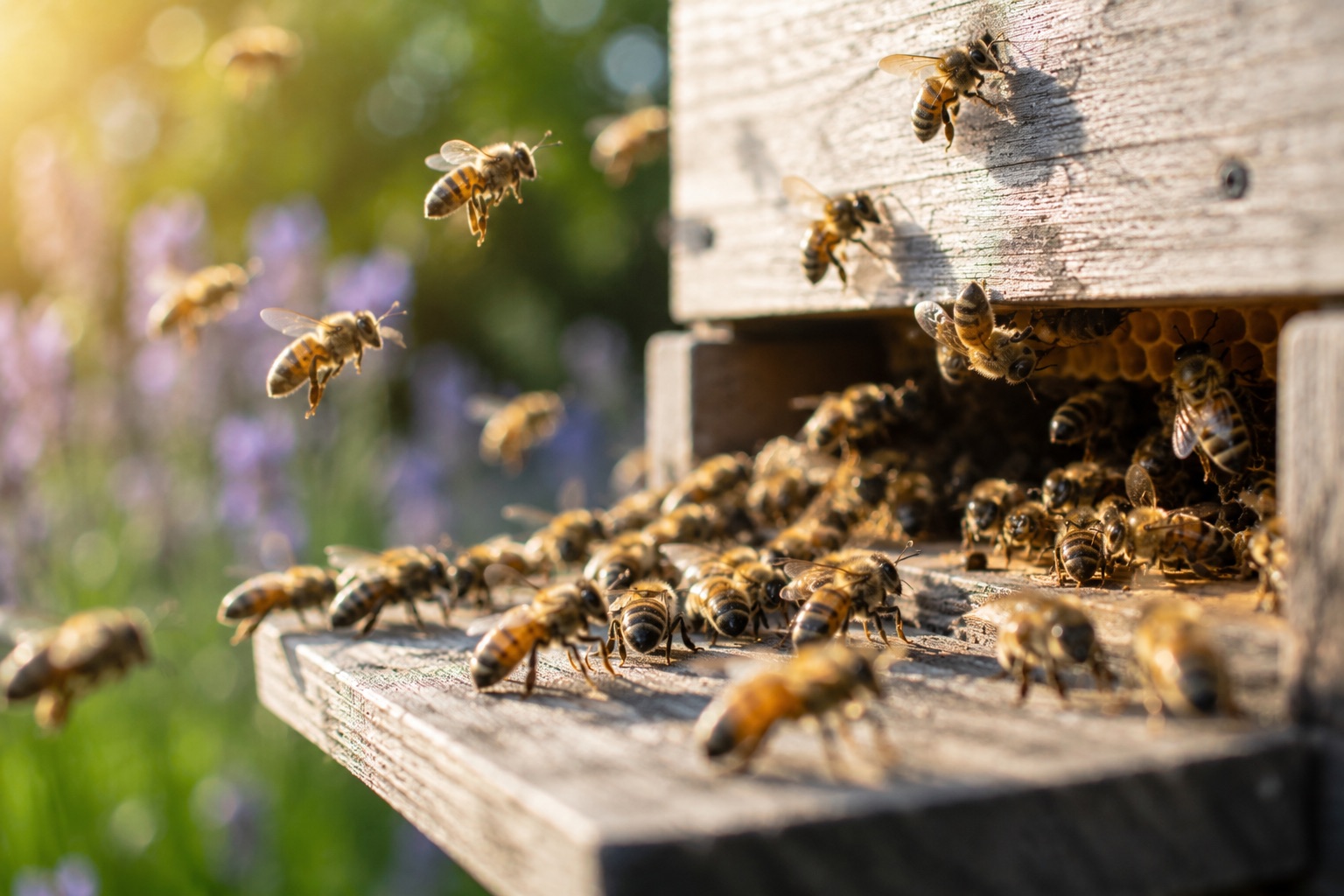 Bienen an Lavendel