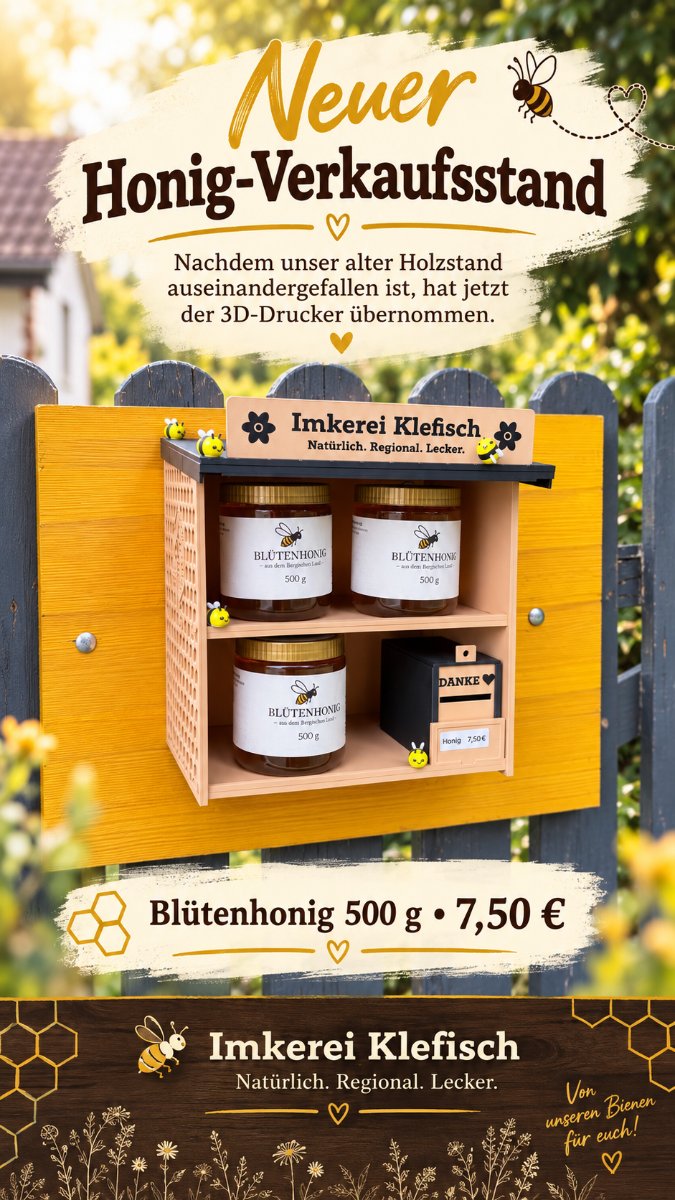 Neuer Honig-Verkaufsstand am Gartenzaun